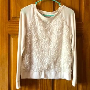 White, flower patterned sweater